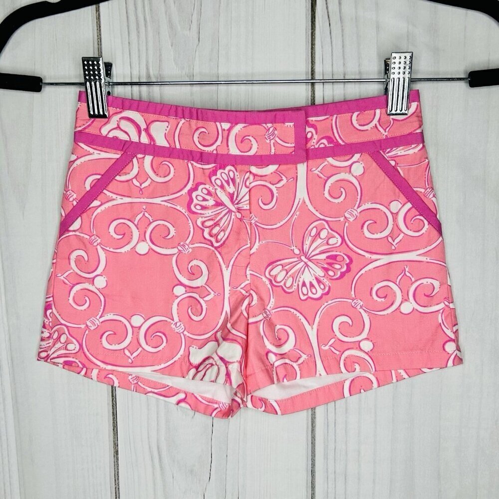 Lilly Pulitzer Girls Shorts Size 6 (22" x 2") Pink White Butterflies